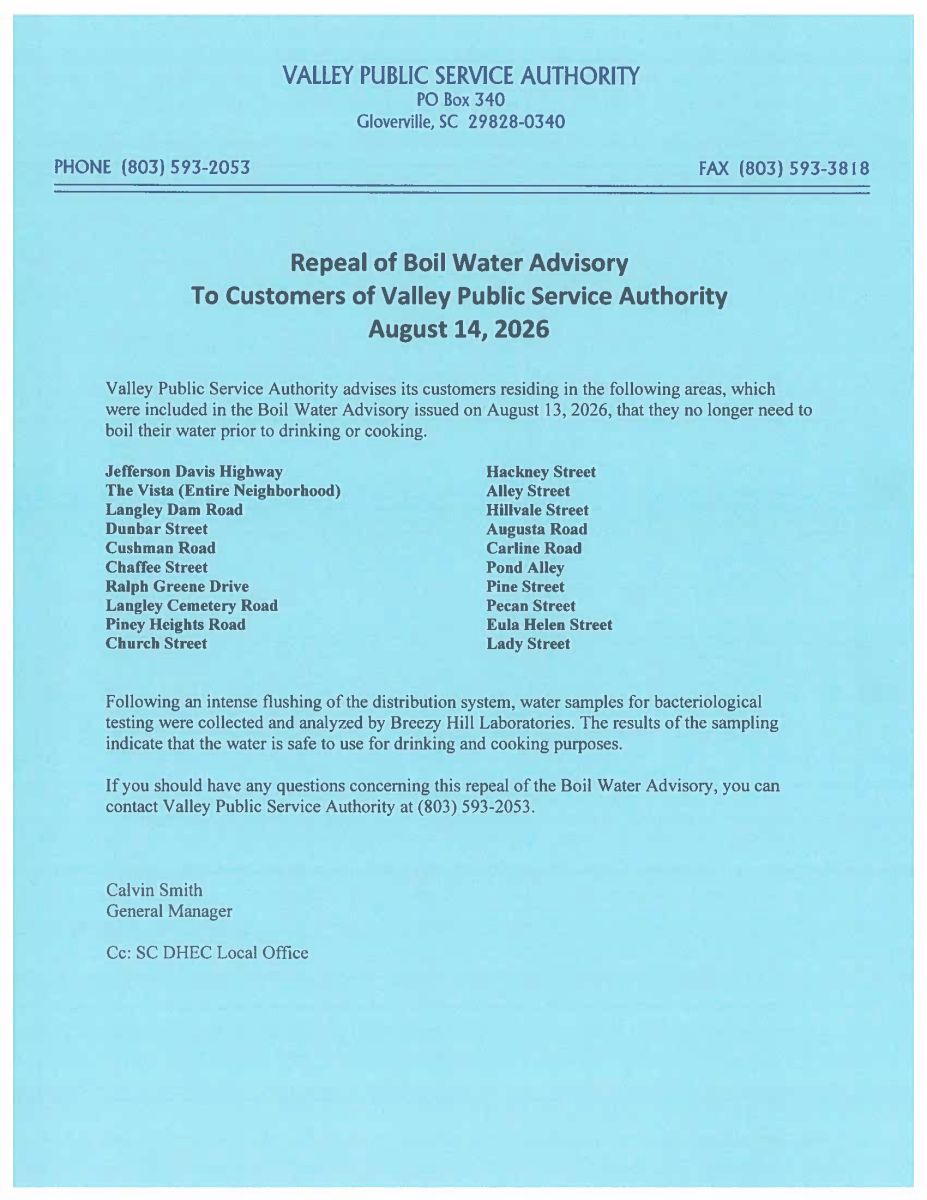 BOIL WATER REPEAL AUGUST 14 2026